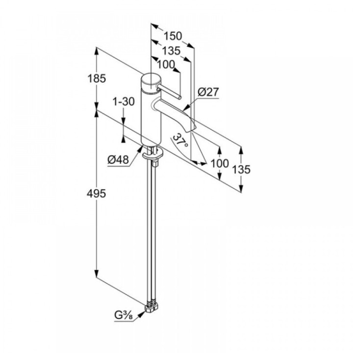 Kludi 382820576 смеситель раковина BOZZ хром