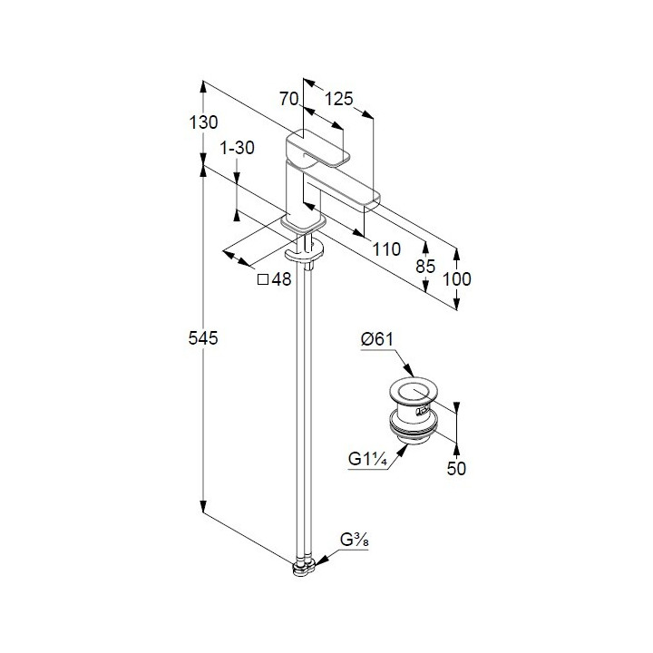 Kludi 422673975 смеситель для раковины Matt Black