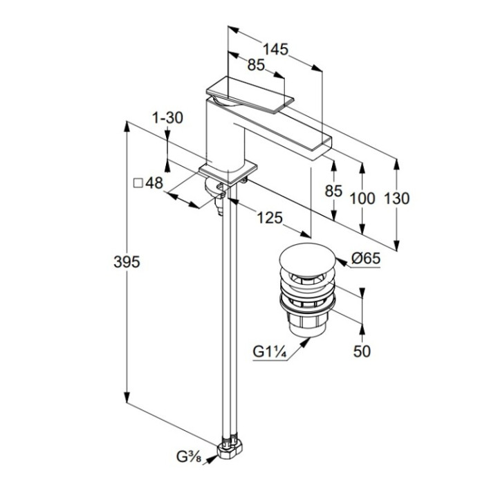 Kludi 542673975 смеситель Decus черный 13 см
