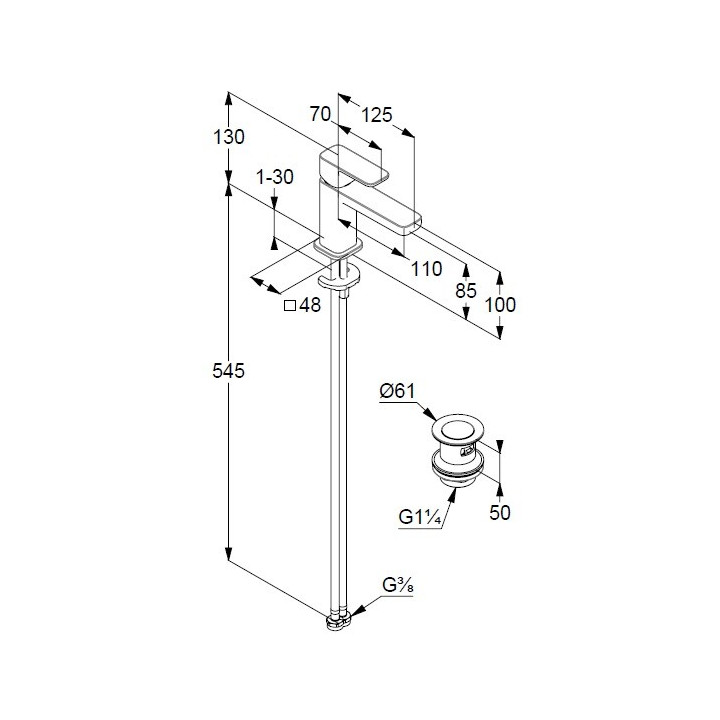 Kludi 422665375 Смеситель Renon для раковины 13 см