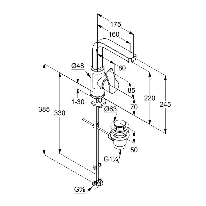 Kludi 480273965 смеситель для раковины, черный