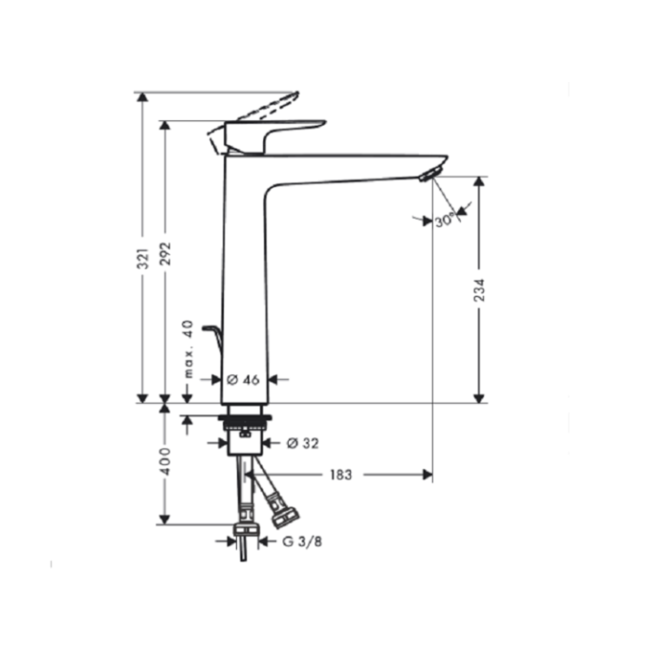 Hansgrohe 71716670 смеситель для раковины высокий