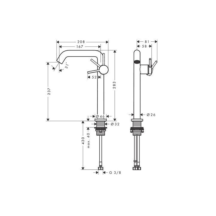 Hansgrohe 73370670 высокий смеситель, раковина