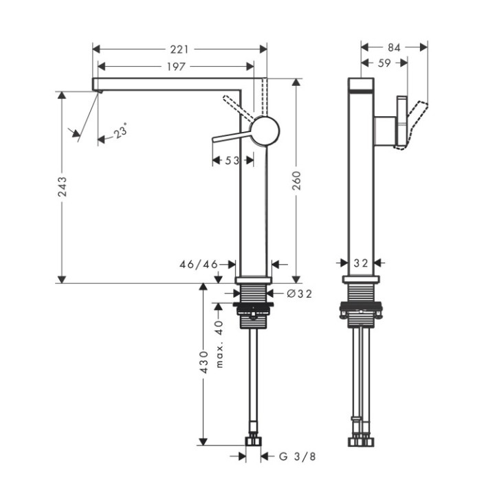 Hansgrohe 73070000 смеситель для раковины высокий