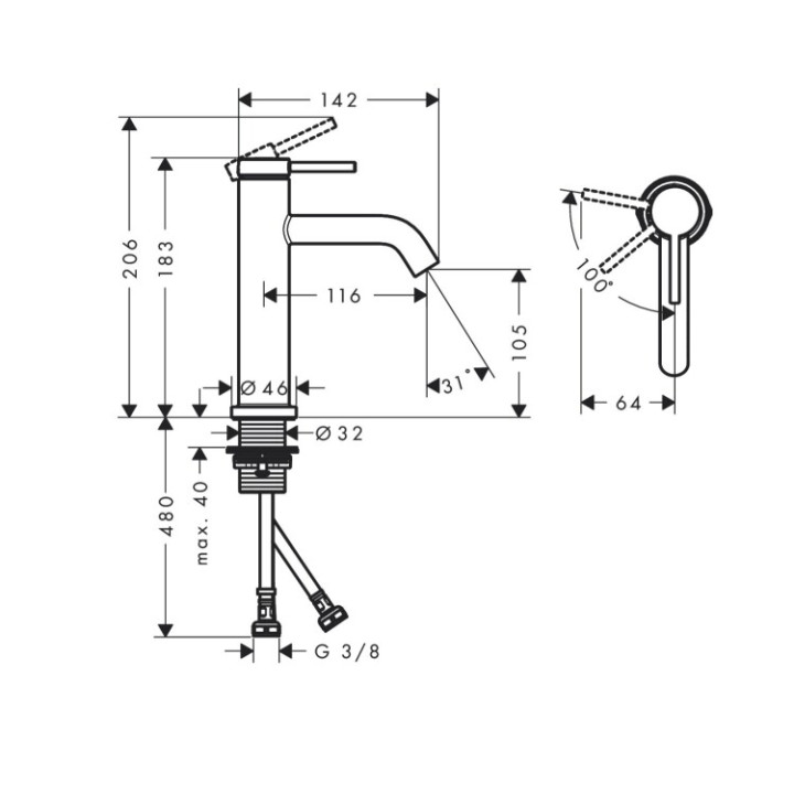 Hansgrohe 73312670 смеситель для раковины