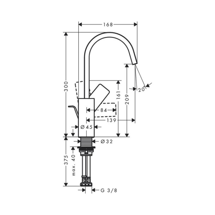 Hansgrohe 75030700 смеситель для раковины высокий