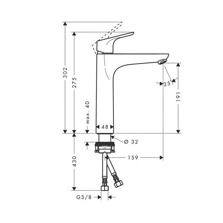 Hansgrohe 31518000 смеситель высокий для раковины