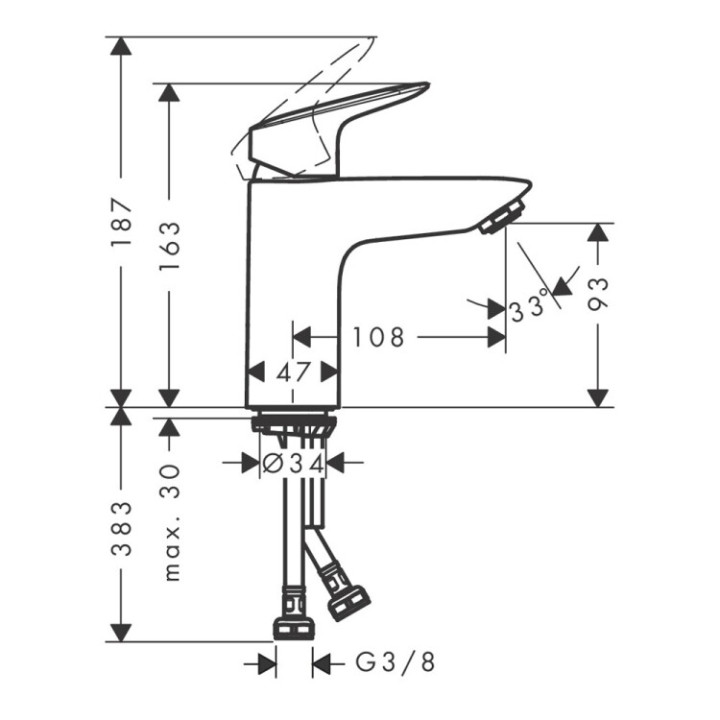 Hansgrohe 71107670 черный смеситель для раковины