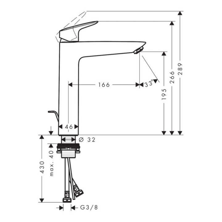 Hansgrohe 71090670 смеситель для раковины высокий
