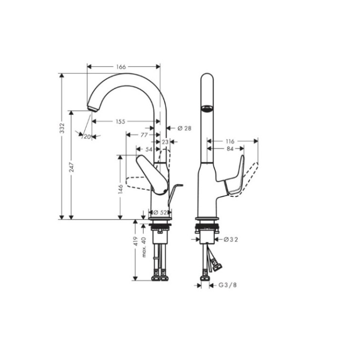 Hansgrohe 71126000 смеситель для раковины высокий