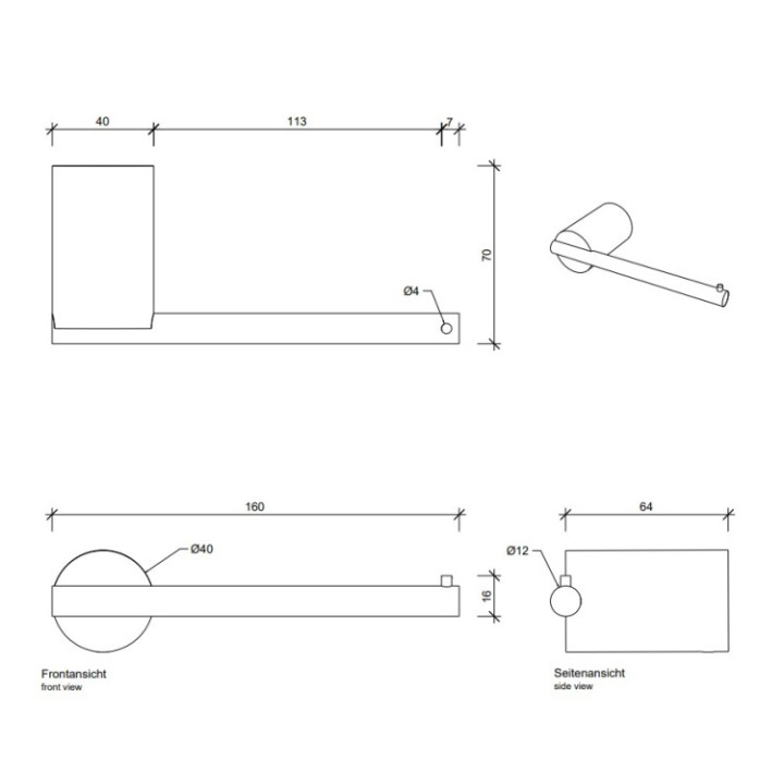 Бумагодержатель Decor Walther 0974854, хром/белый