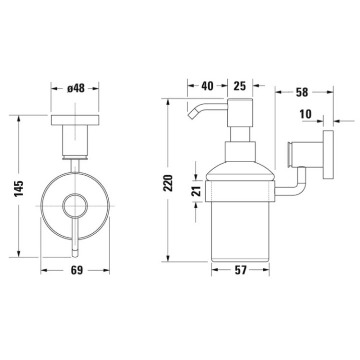 Duravit 0099161000 дозатор D-Code настенный, хром