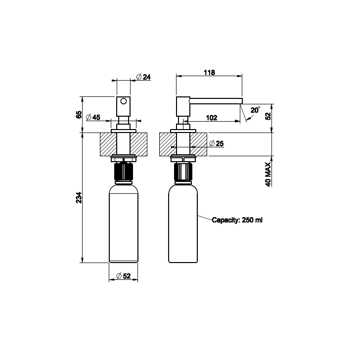 Gessi 29658#149 встраиваемый дозатор, Finox Brushed Nickel