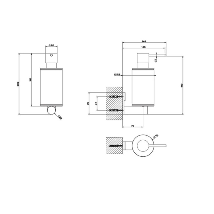Gessi 54713#707 настенный дозатор Black Metal
