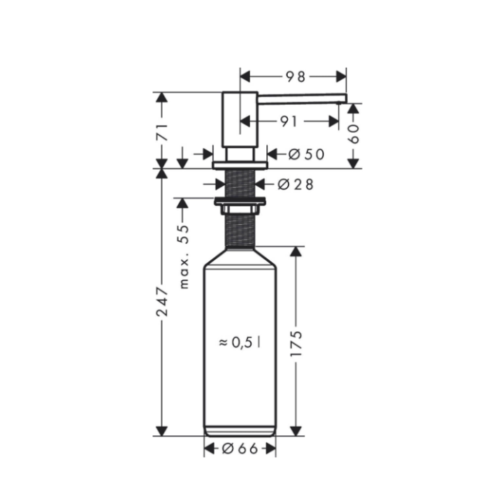 Hansgrohe 40438670 дозатор скрытый Matt Black