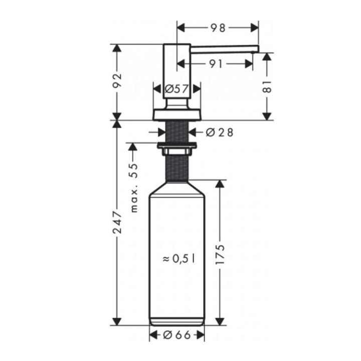 Hansgrohe 40448000 дозатор встраиваемый хром