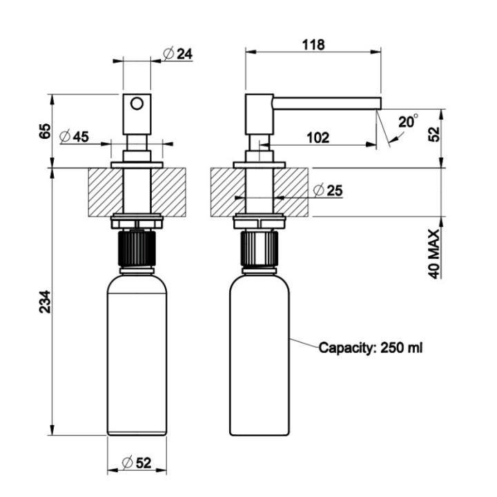 Gessi 29660#707 дозатор встраиваемый Black Metal Brushed PVD