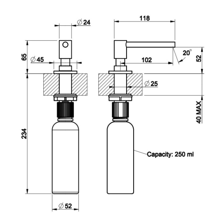 Gessi 29658#299 дозатор встраиваемый Matt Black