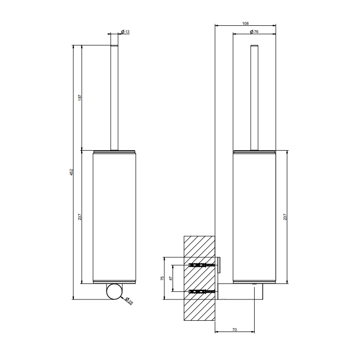 Gessi 54719#299 ёршик настенный Matt Black