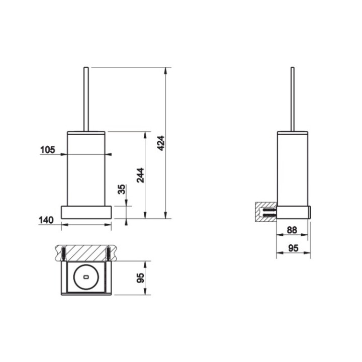 Gessi 20819#706 ёршик настенный Black Metal PVD