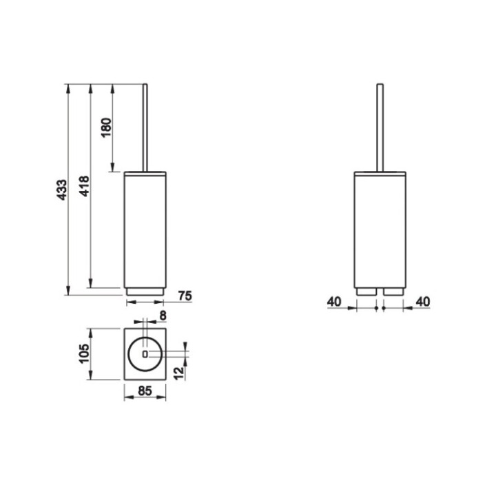Gessi 20844#706 напольный ершик Rettangolo Black Metal PVD