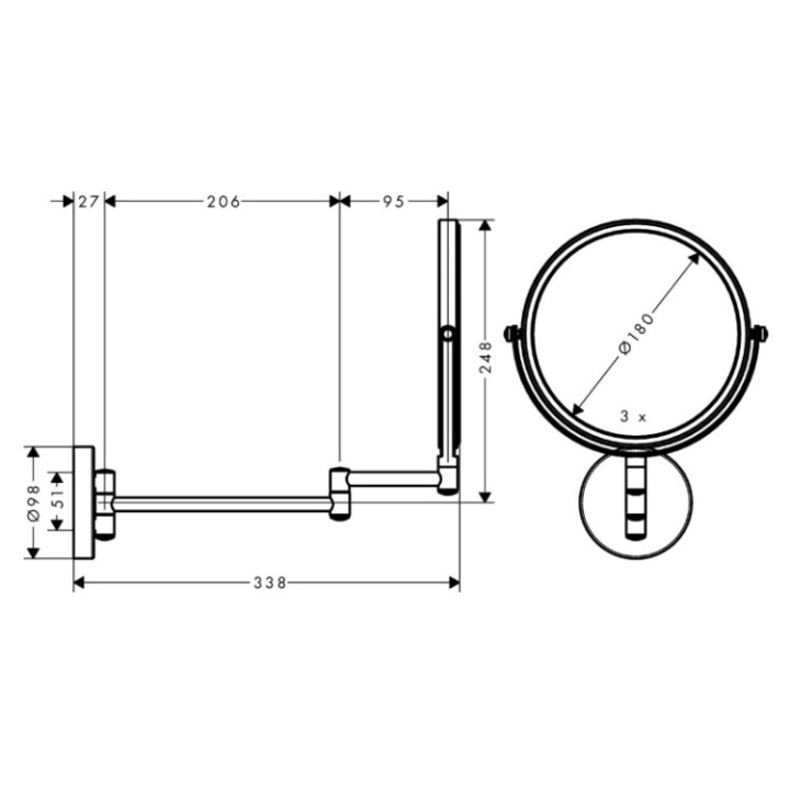 Hansgrohe 73561000 косметическое зеркало хром