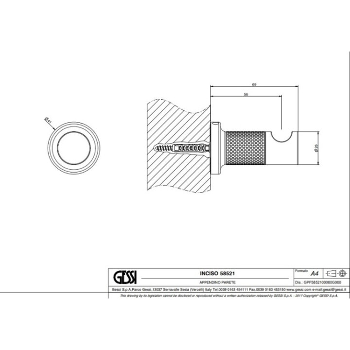 Gessi 58521#707 крючок Inciso Black Metal Brushed
