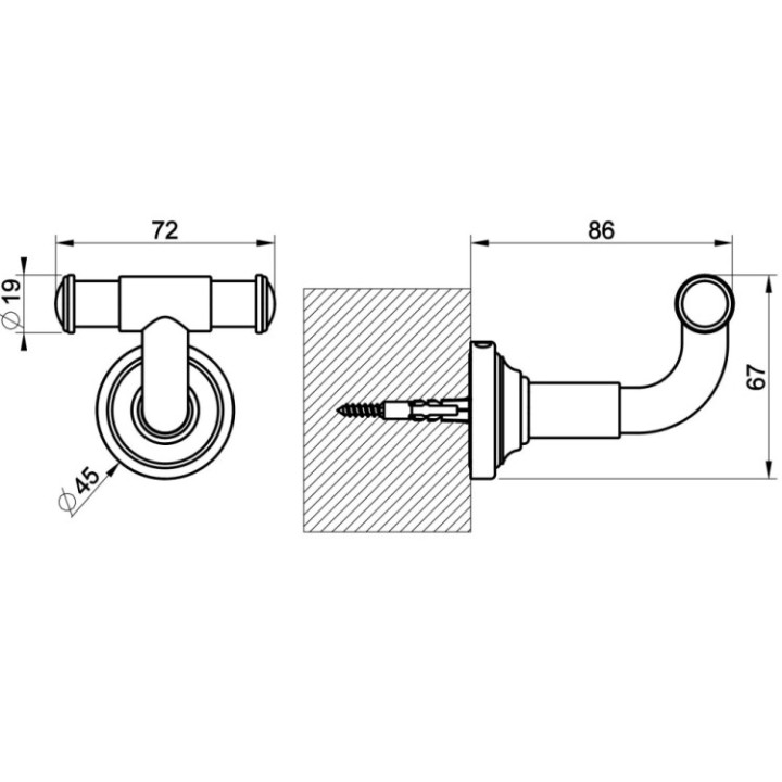 Gessi VENTI20 крючок двойной 65521#735 Warm Bronze