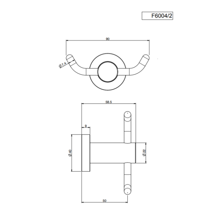 F6004/2CN крючок Fima двойной Black Chrome