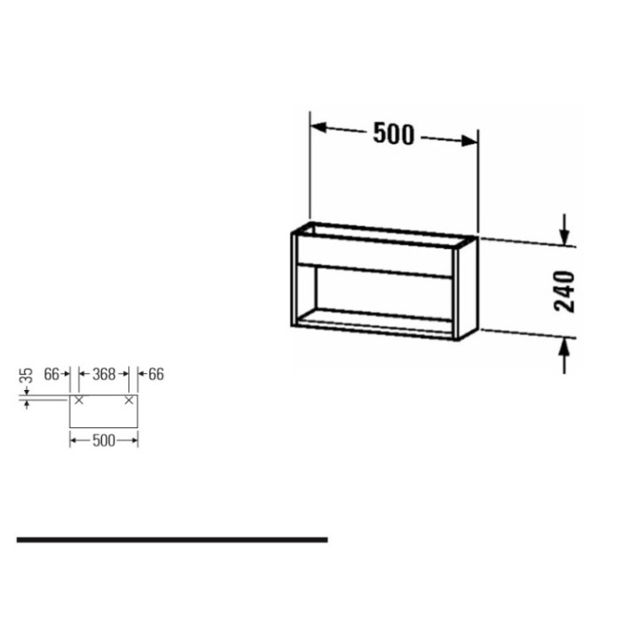 Duravit KT253704949 полка Graphite matt 50x13.5 см