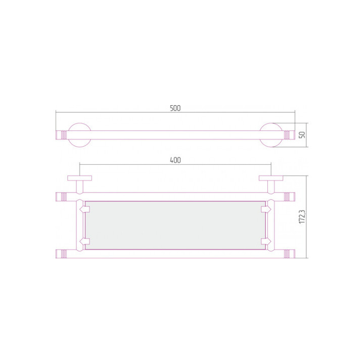 Сунержа 00-3003-0500 полка для ванны Steel