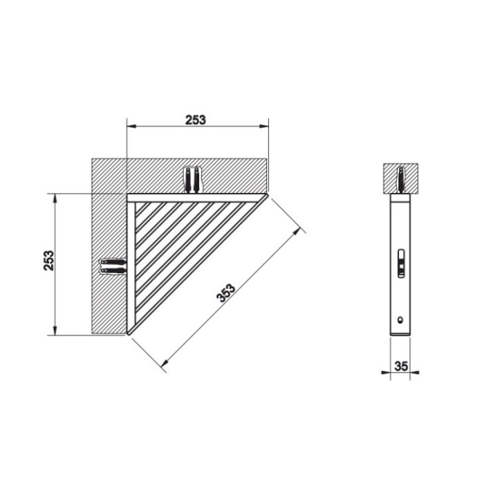 Gessi 20861#708 полка для ванны угловая, медь, 35.3 см