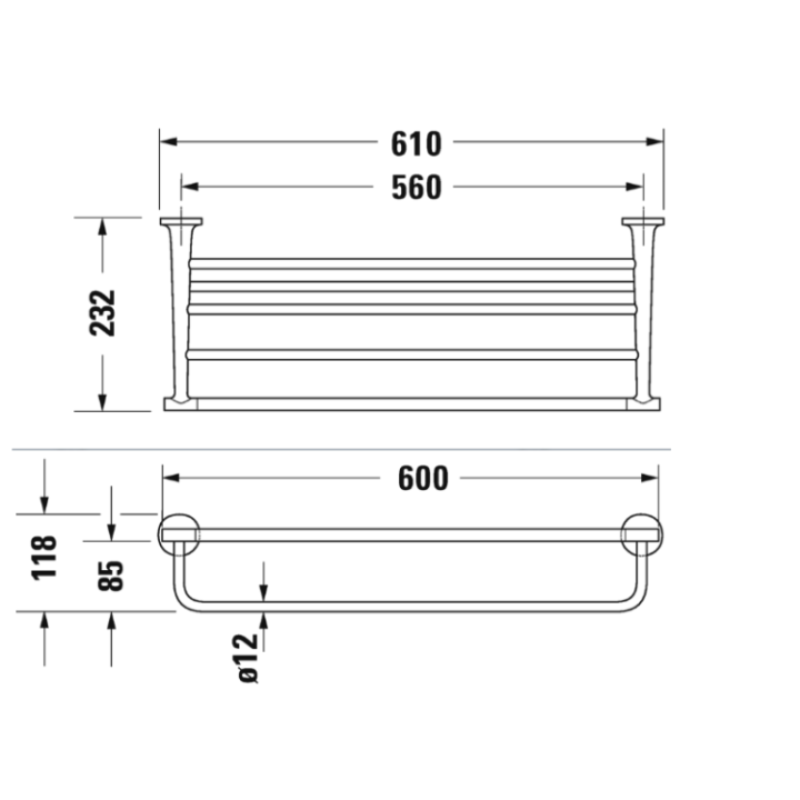 Duravit 0099441000 полка Starck T 61x23.2 сталь