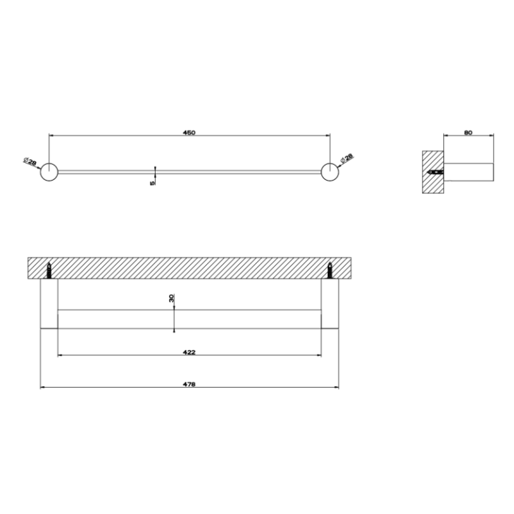 Gessi 54800#299 полотенцедержатель Matt Black 47.8