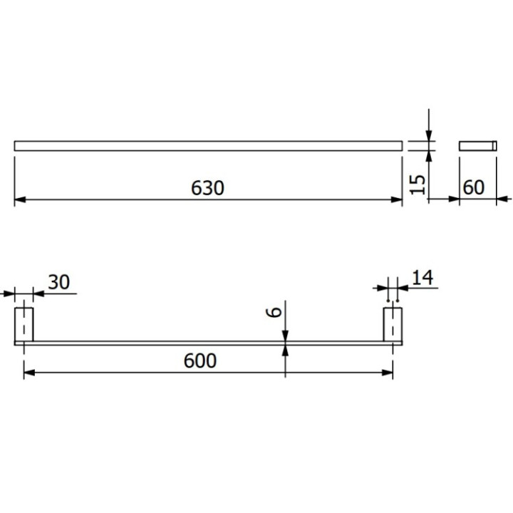 Kludi 3197905 полотенцедержатель VELA C 63 см