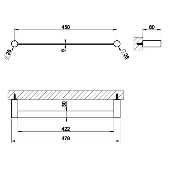 Gessi 54800#707 полотенцедержатель 47.8 см черный