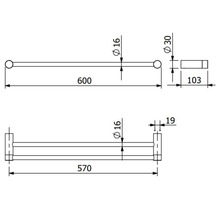 Kludi 58988N1 полотенцедержатель двойной 60 см
