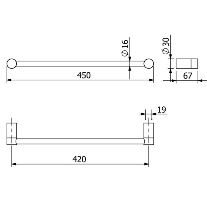 Kludi 5898053 полотенцедержатель VELA R, 45 см