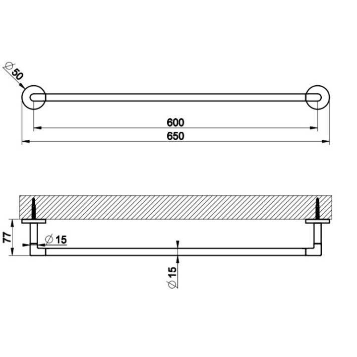 Gessi 63903#707 полотенцедержатель 65 см Black Metal