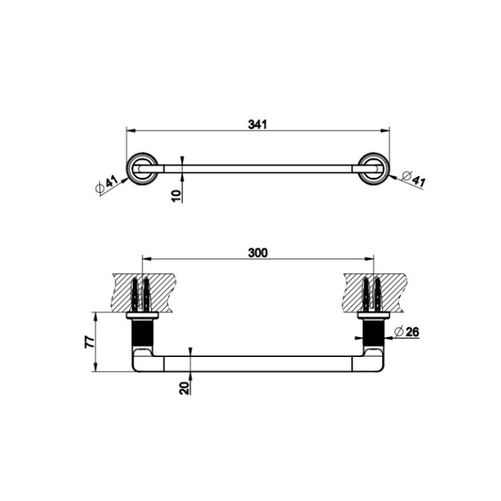 Gessi 58497#299 полотенцедержатель, черный, 34.1 см