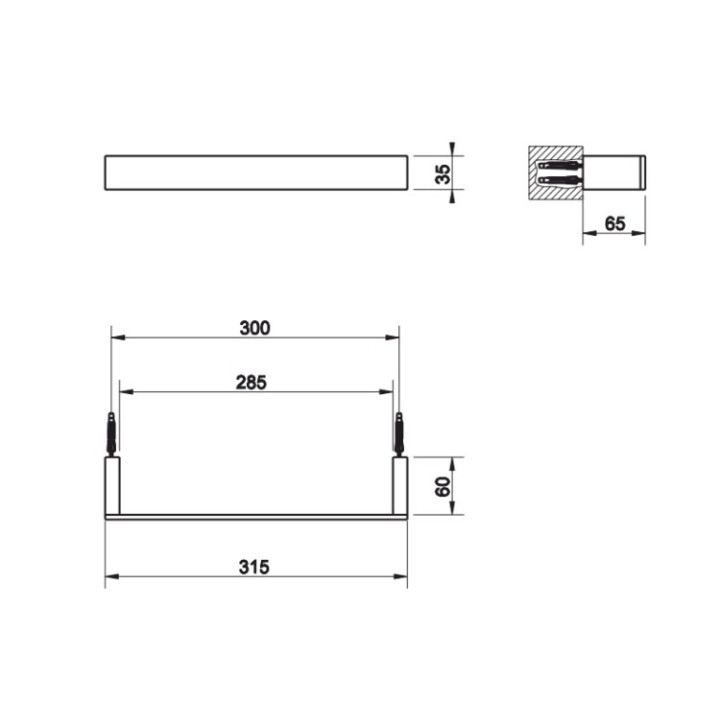 Gessi 20897#706 полотенцедержатель Black Metal PVD 30 см