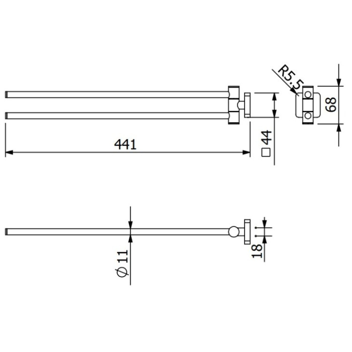 Kludi VELA S 25977N0 полотенцедержатель двойной