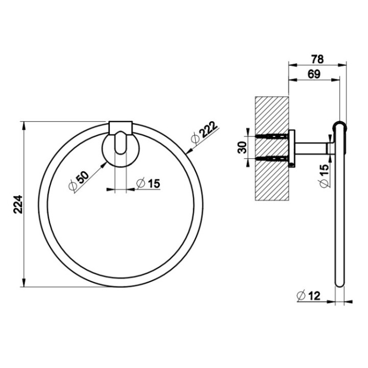 Gessi 63909#726 полотенцедержатель кольцо бронза