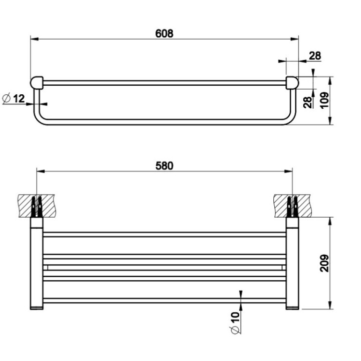 Полотенцедержатель Gessi 59407#708 полка 60.8см
