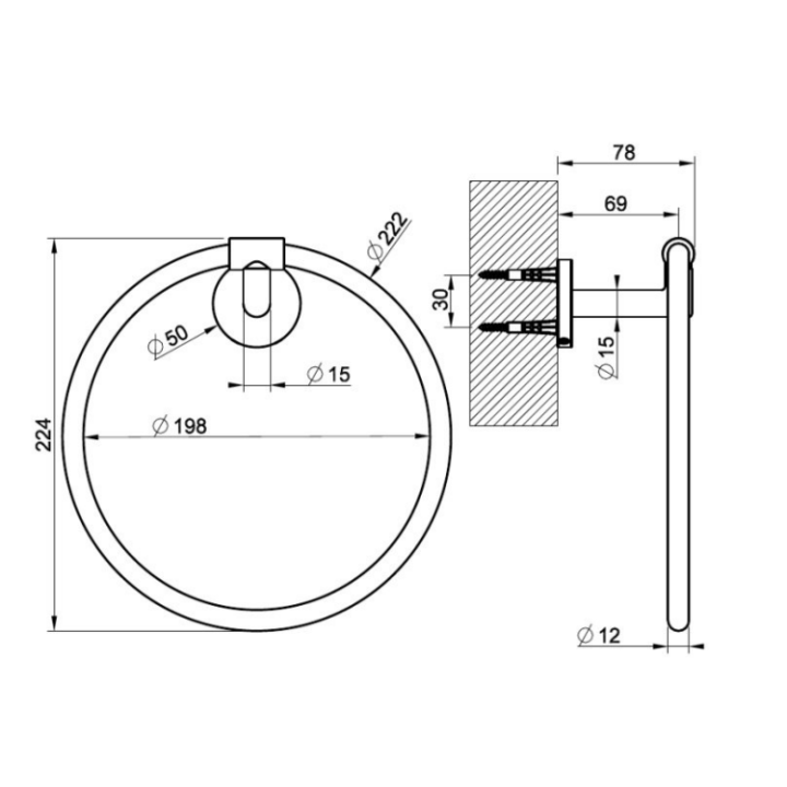 Gessi 63709#299 полотенцедержатель кольцо Matt Black