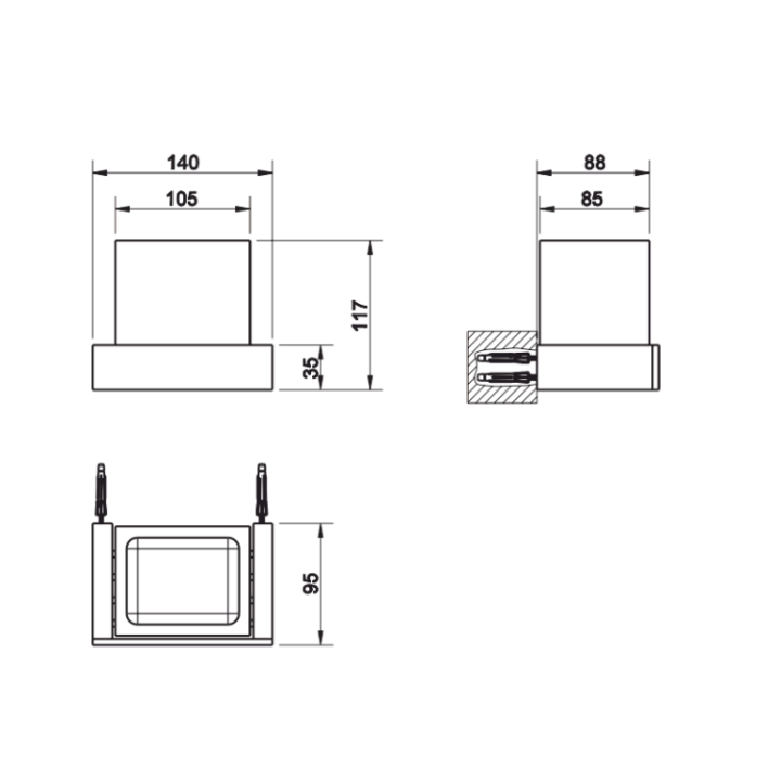 Gessi 20807#031 стакан для ванны Rettangolo