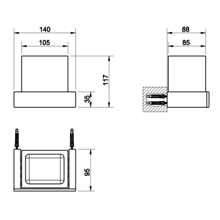 Gessi 20808#031 стакан Rettangolo, нержавеющая сталь