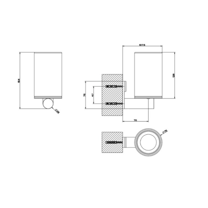 Gessi 54707#708 стакан ванна Copper Brushed PVD