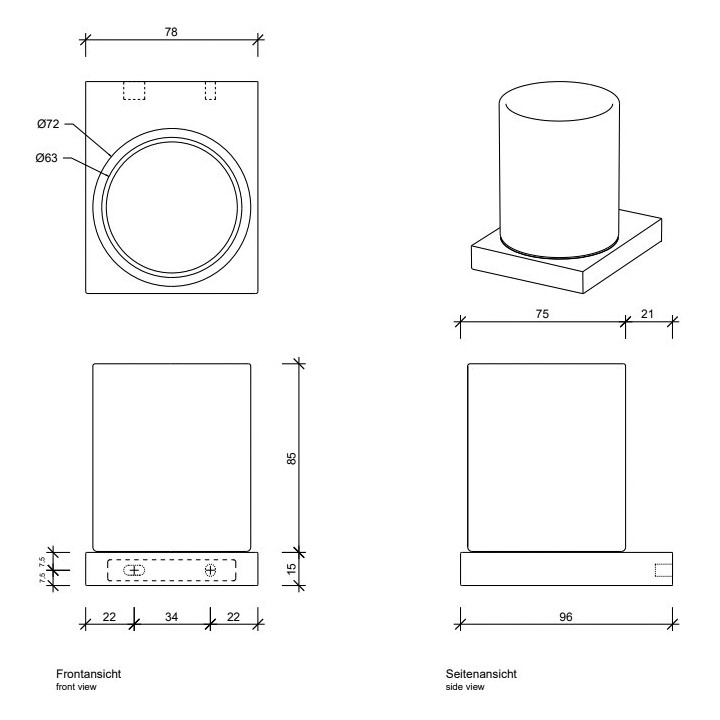 Decor Walther 0651800 стакан для ванны, сталь