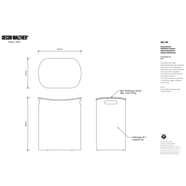 Decor Walther 0615250 корзина для белья Matt White